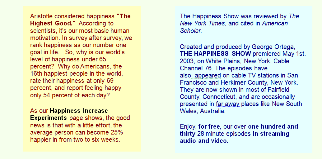 Happiness Show Facts and Information